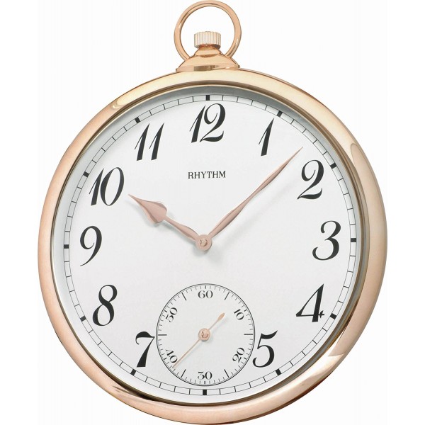 Rhythm Value Added Wall Clock Convex Glass Sub-Second Hand Analog Pink Gold Rhythm Value Added Wall Clock Convex Glass Sub-Second Hand Analog Pink Gold